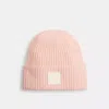 Coach Colorblock Beanie With Rubber Patch In Multi