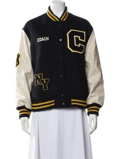 Pre-owned Coach Colorblock Pattern Bomber Jacket In Multi