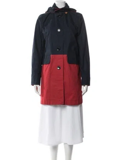 Pre-owned Coach Colorblock Pattern Coat In Blue