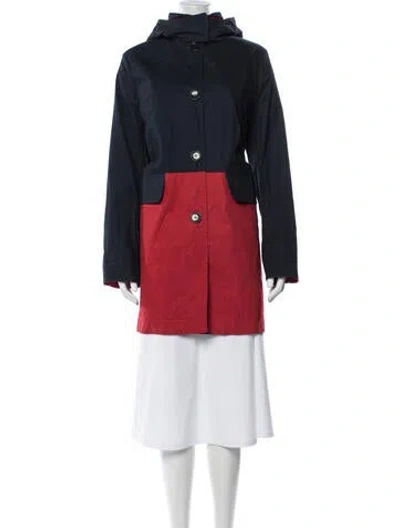 Pre-owned Coach Colorblock Pattern Coat In Blue/red