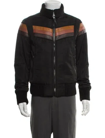 Pre-owned Coach Colorblock Pattern Moto Jacket In Black