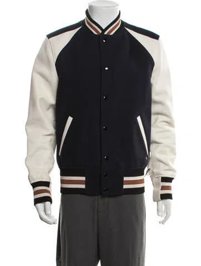 Pre-owned Coach Colorblock Pattern Varsity Jacket In Blue