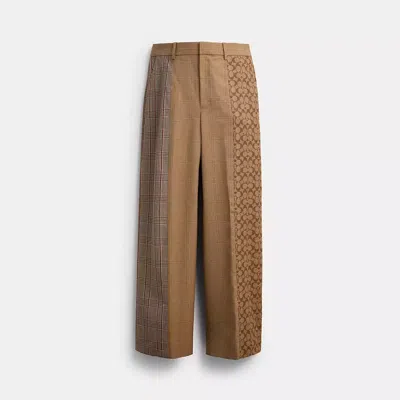 Coach Combo Plaid Tailored Pants In Purple