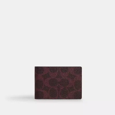 Coach Compact Billfold Wallet In Signature Canvas In Red