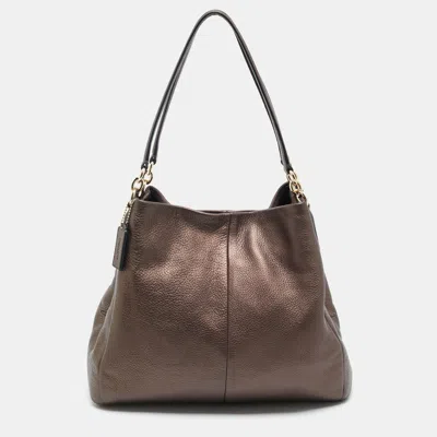 Pre-owned Coach Copper Brown Leather Phoebe Madison Shoulder Bag
