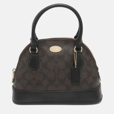 Coach Cora Dome Brown Signature Coated Canvas And Leather Satchel