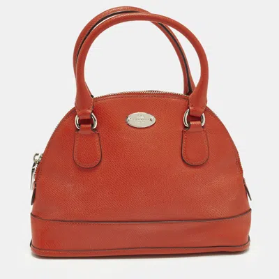Pre-owned Coach Cora Dome Orange Leather Satchel