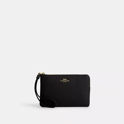 Coach Corner Zip Wristlet In Black