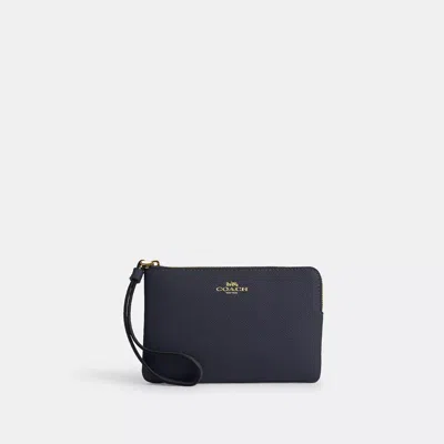 Coach Corner Zip Wristlet In Blue