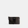 Coach Corner Zip Wristlet In Signature Canvas With Stripe In Beige