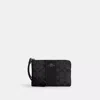 Coach Corner Zip Wristlet In Signature Canvas With Stripe In Multi