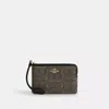 Coach Corner Zip Wristlet In Signature Jacquard In Multi