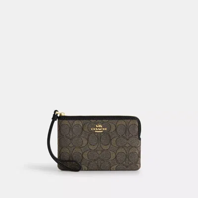 Coach Corner Zip Wristlet In Signature Jacquard In Multi