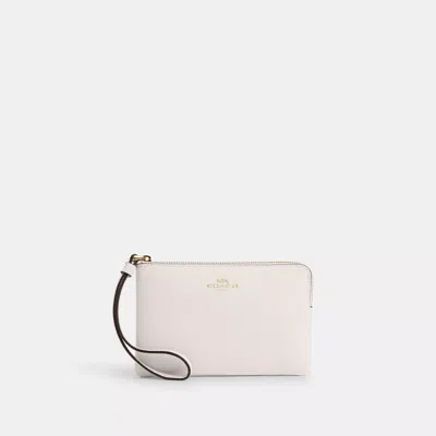 Coach Corner Zip Wristlet In White