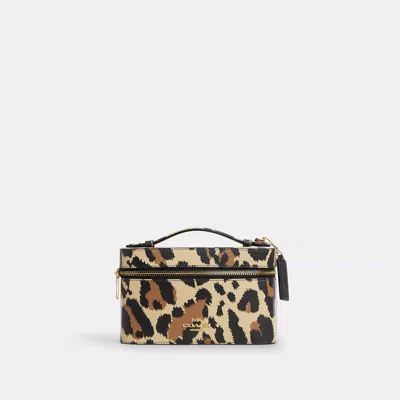 Coach Cosmetic Case With Leopard Print In Multi
