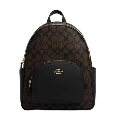 Coach Court Backpack In Signature Canvas In Brown