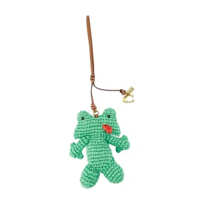 Coach Frog-motif Crochet-knit Keyring In Multi