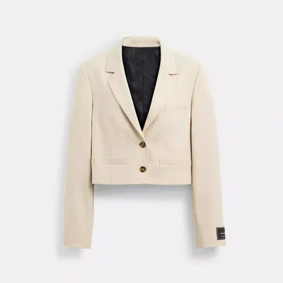Coach Cropped Blazer In Khaki