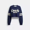 Coach Cropped  Sweater In Blue