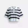 Coach Cropped Stripe Polo In Blue