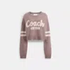 Coach Cropped  Sweater In Pink