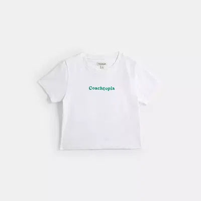 Coach Cropped T Shirt With Topia Logo In White