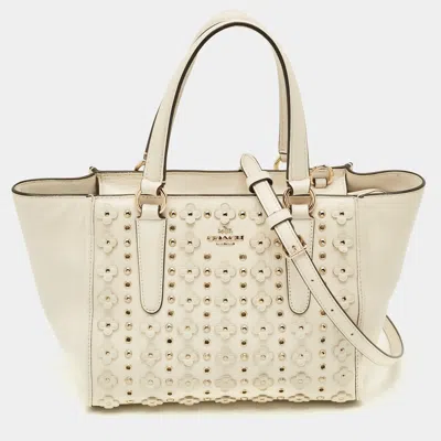 Coach Crosby Off White Floral Applique Leather Tote