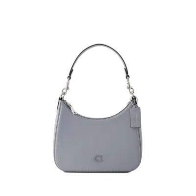 COACH CROSSBODY HOBO BAG - LEATHER - GREY BLUE