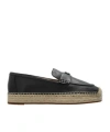 Coach Camilla Black Leather Logo Flat Espadrilles In Black
