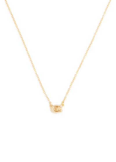 Coach Crystal-embellished Logo Necklace In Gold