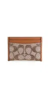Coach Crystal Signature Jacquard Essen Card Case Lh/burnished Amber In Brown