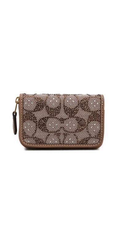 Coach Crystal Signature Jacquard Essential Small Card Case B4/mushroom