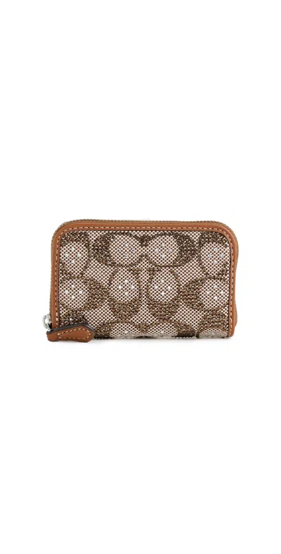 Coach Crystal Signature Jacquard Essential Small Card Case Lh/burnished Amber