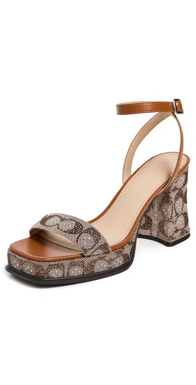 Coach Platform Sandal In Crystal Signature Jacquard In Multi