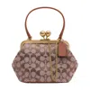 Coach Kisslock Frame Bag 16 In Crystal Signature Jacquard In Brown
