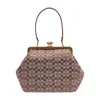 Coach Crystal Signature Large Kisslock Pouch In Brown
