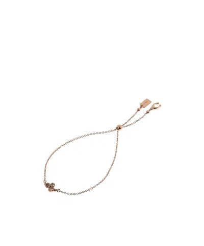 Coach Crystal Slide Button Bracelet In Rose Gold