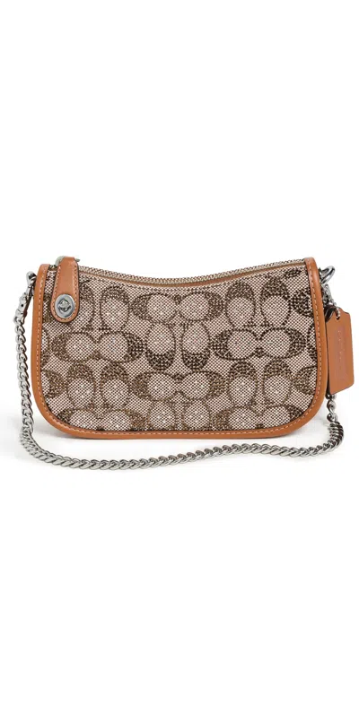 Coach Crystals Signature Jacquard Swinger 20 Bag Burnished Amber