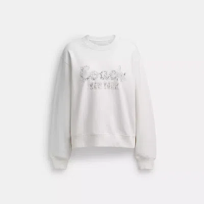 Coach Cursive  Embroidered Sweatshirt In White