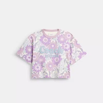 Coach Cropped T Shirt Aus Biobaumwolle Mit Blumenprint Und  Schriftzug In Schreibschrift
