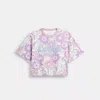 Coach Cursive Floral Cropped T-shirt In Organic Cotton In Purple