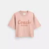 Coach Cursive Signature Cropped T Shirt In Pink