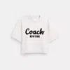 Coach Cursive Signature Cropped T Shirt In White