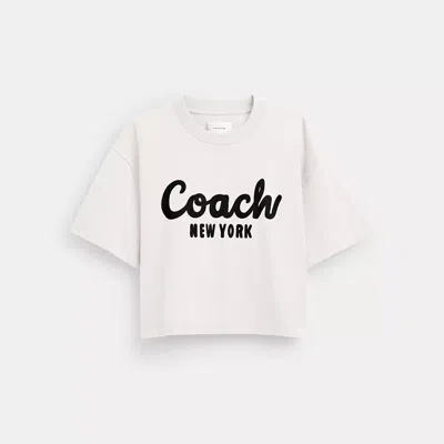 Coach Cursive Signature Cropped T Shirt In White