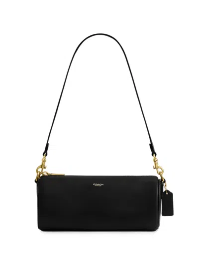 Coach Cylindrical Leather Shoulder Bag In Black