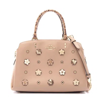 Coach Daisy Applique Riley Leather Handbag In Sand