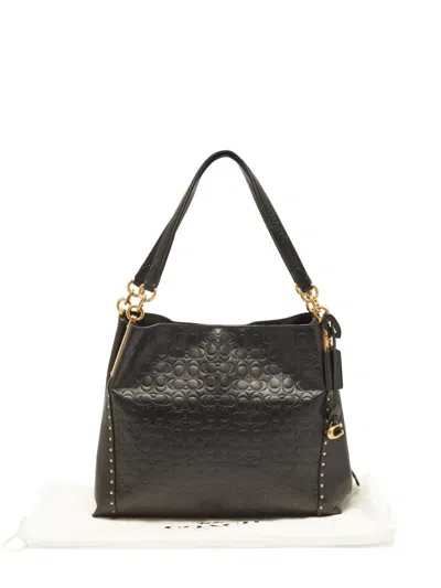 Pre-owned Coach Dalton Studded Shoulder Bag In Black
