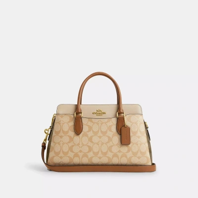 Coach Darcie Carryall In Blocked Signature Canvas In Brown