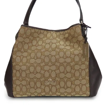 Pre-owned Coach Dark Brown Canvas Leather Tote Bag ()