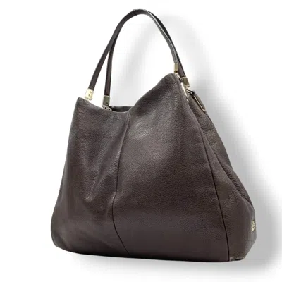 Pre-owned Coach Dark Brown Purple Leather Shoulder Bag Tote Bag ()